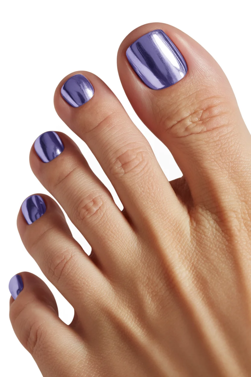 june toe nail colours - Cool Lavender Chrome Is Taking Over Summer Pedicures