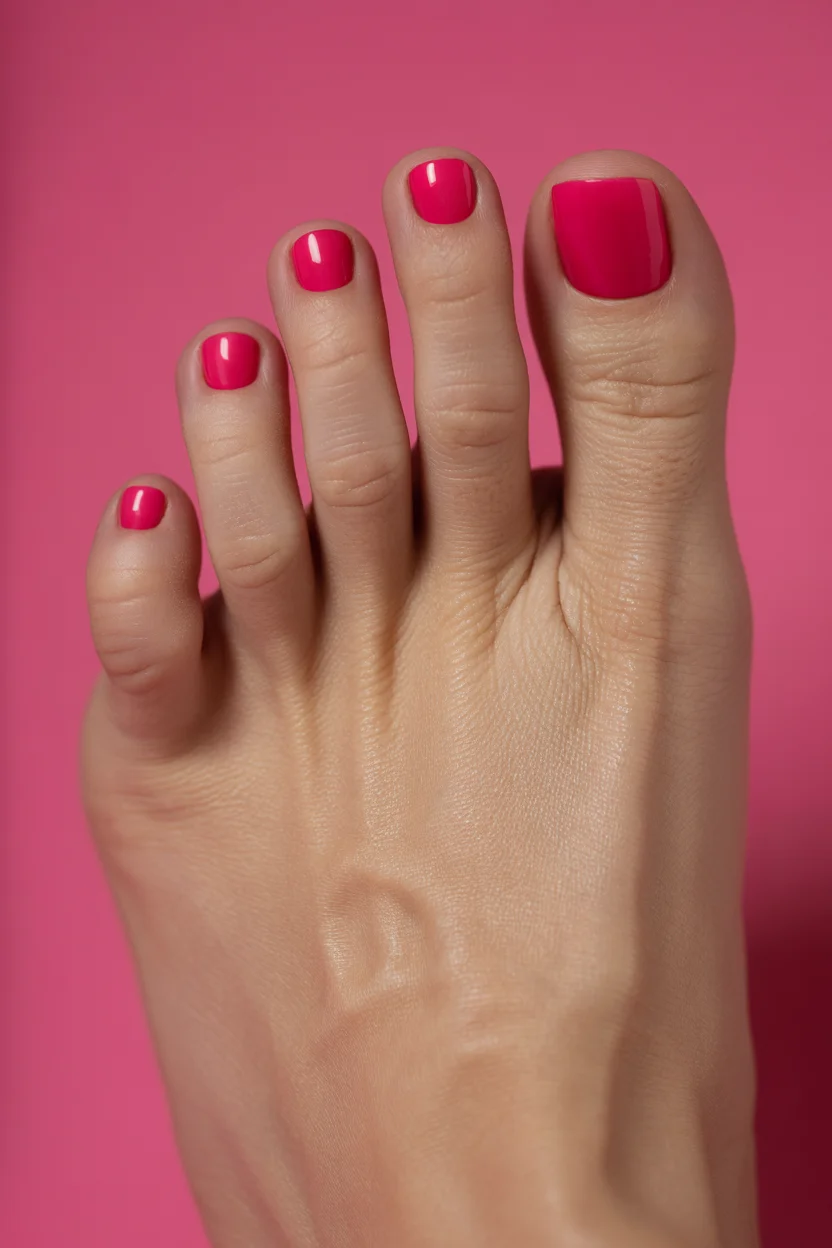 june toe nail colours - Glossy Raspberry Pink Is the Ultimate Poolside Pedicure