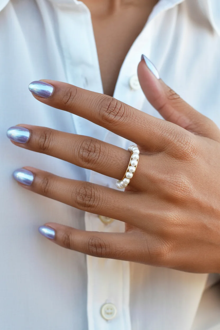 light summer nails 2026 Ice Lavender Chrome Nails That Glow Like Early Morning Light