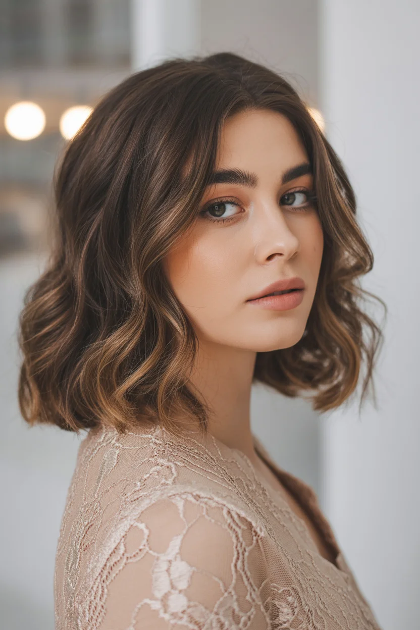 low maintenance summer hair color for brunettes 2026 Dimensional Cocoa Bob with Light Flickers
