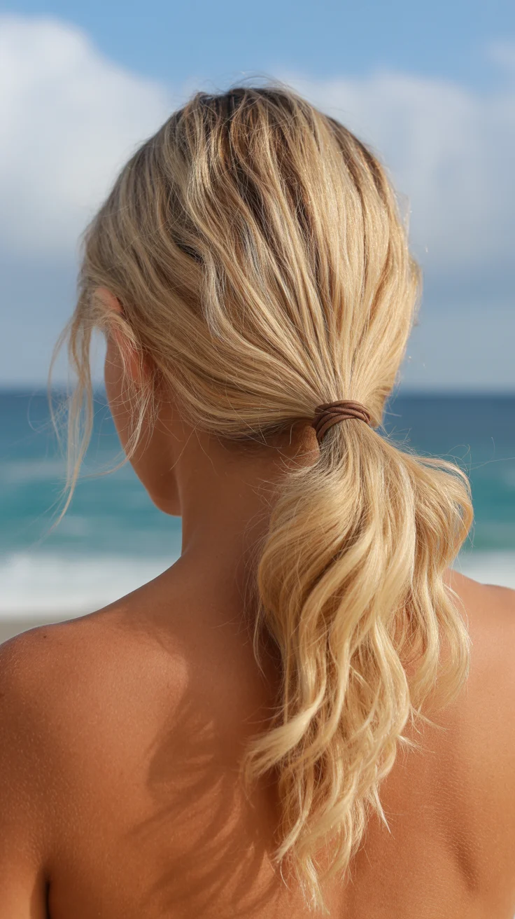 low summer ponytail hairstyle 2026 Loose Beach Ponytails With Sunlit Blonde Dimension