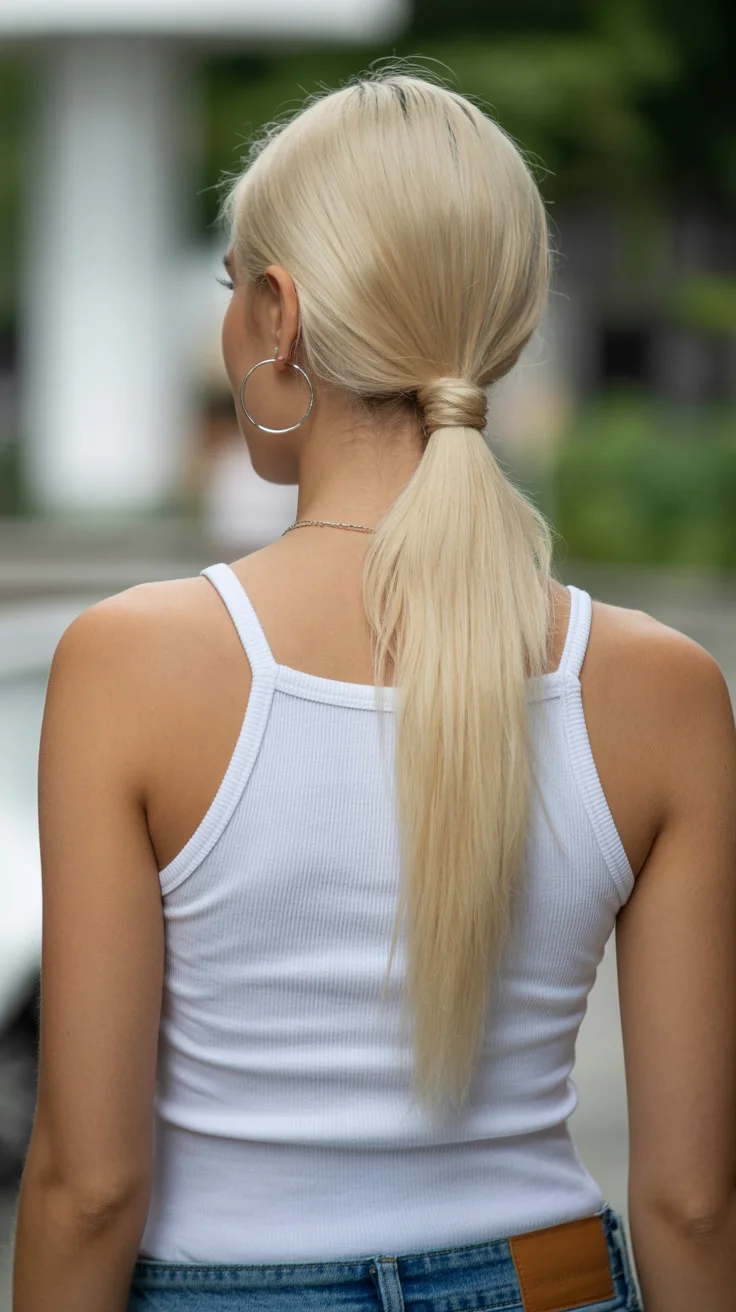 low summer ponytail hairstyle 2026 Minimal Blonde Ponytails With a Clean Girl Finish