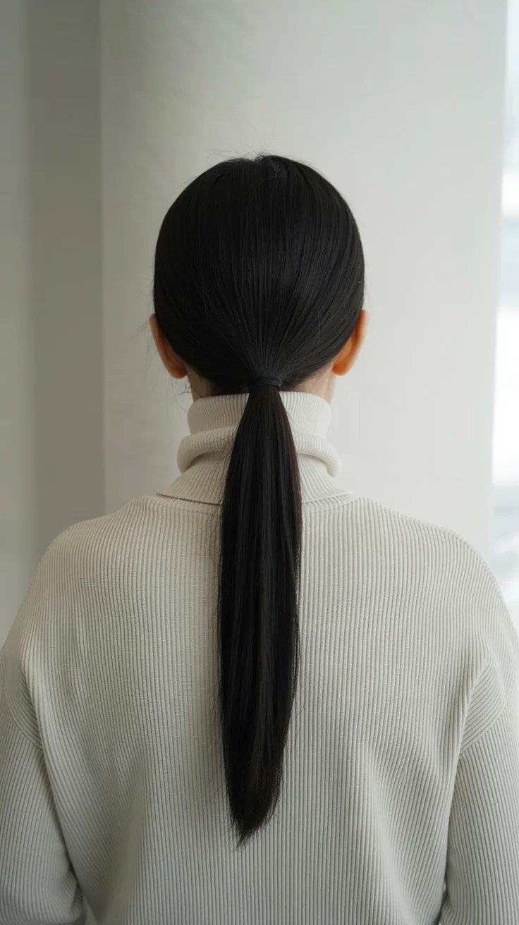 low summer ponytail hairstyle 2026 Ultra-Sleek Dark Ponytails for Modern Minimalists