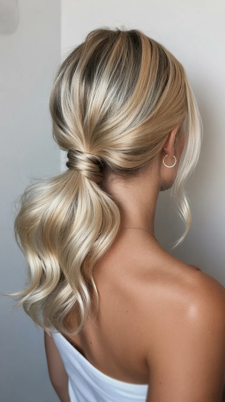 low summer ponytail hairstyle 2026 Glossy Blonde Ponytails With Soft Scandinavian Minimalism