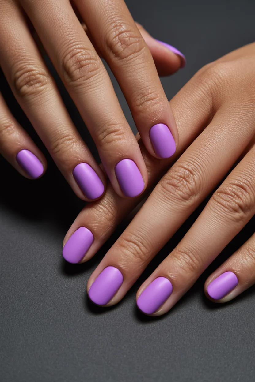 neon summer nails 2026 Matte Lavender Nails That Feel Soft Even in Neon Season