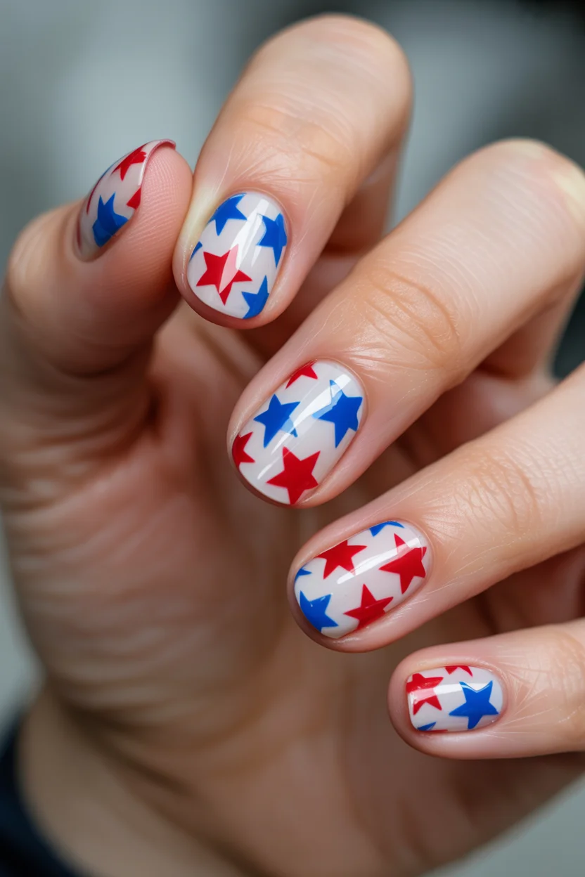 patriotic nails 2026 Graphic Star Nails With a Pop Art Feel