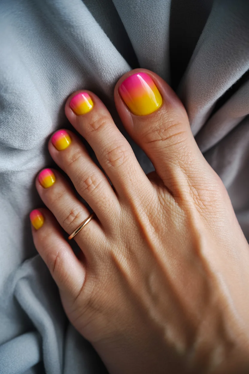pedicure ideas summer trends 2026 Sunset Ombre Nails Are Bringing Vacation Energy Into 2026