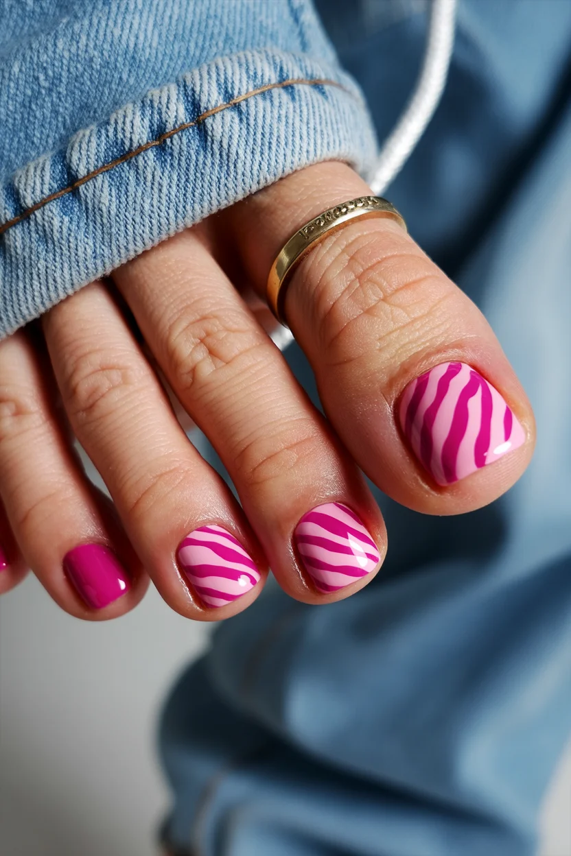 pedicure ideas summer trends 2026 Zebra Inspired Pink Nail Art Is Taking Barbiecore in a Wilder Direction