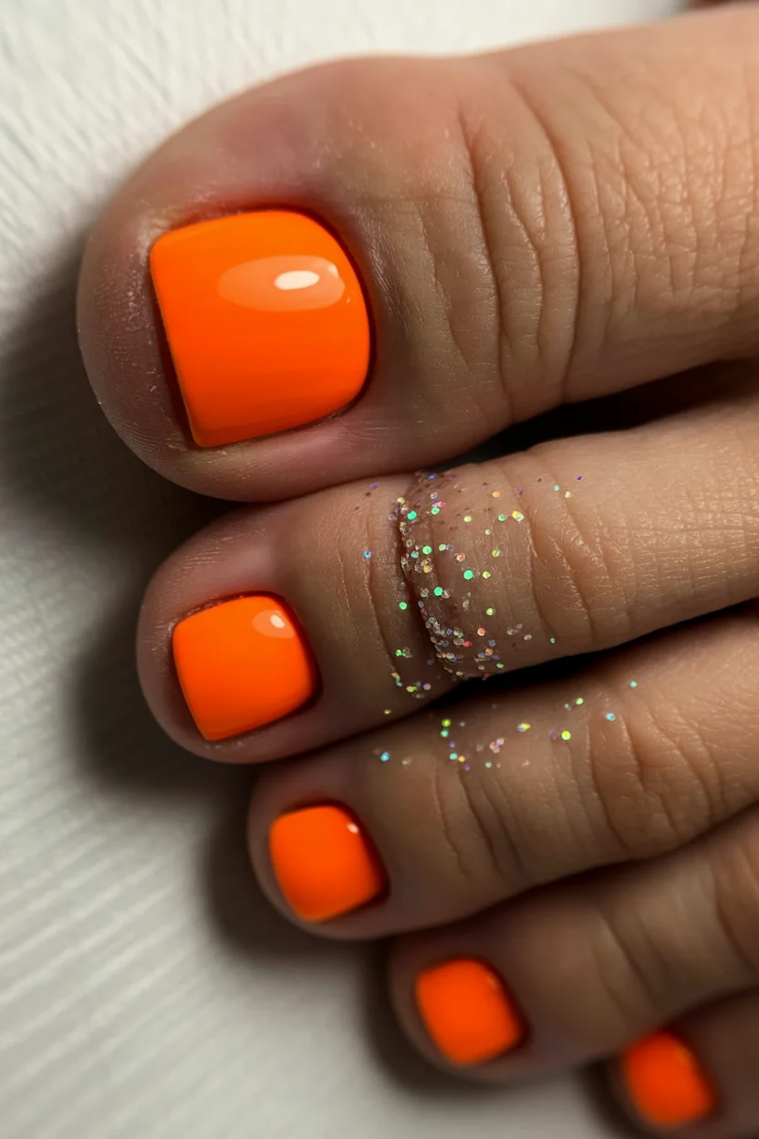pedicure ideas summer trends 2026 Neon Orange Pedicures Are Practically Made for Heatwave Season