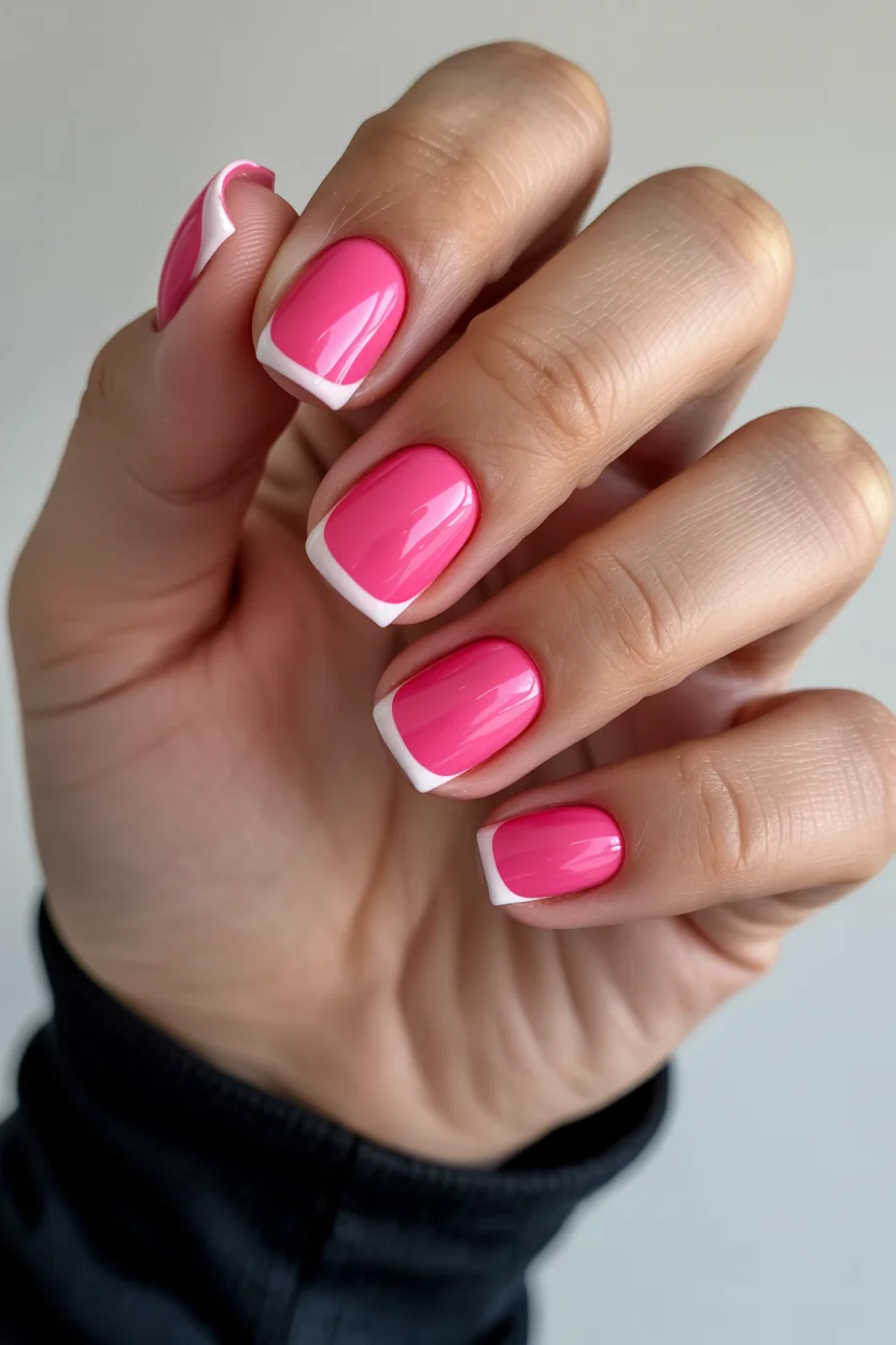 pink summer nails 2026 Bubblegum French Tips That Feel Fresh Again