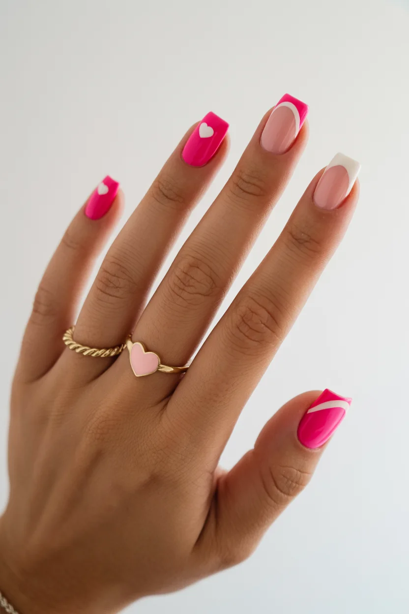 pink summer nails 2026 Pink Heart Nails That Bring Back Soft-Girl Summer
