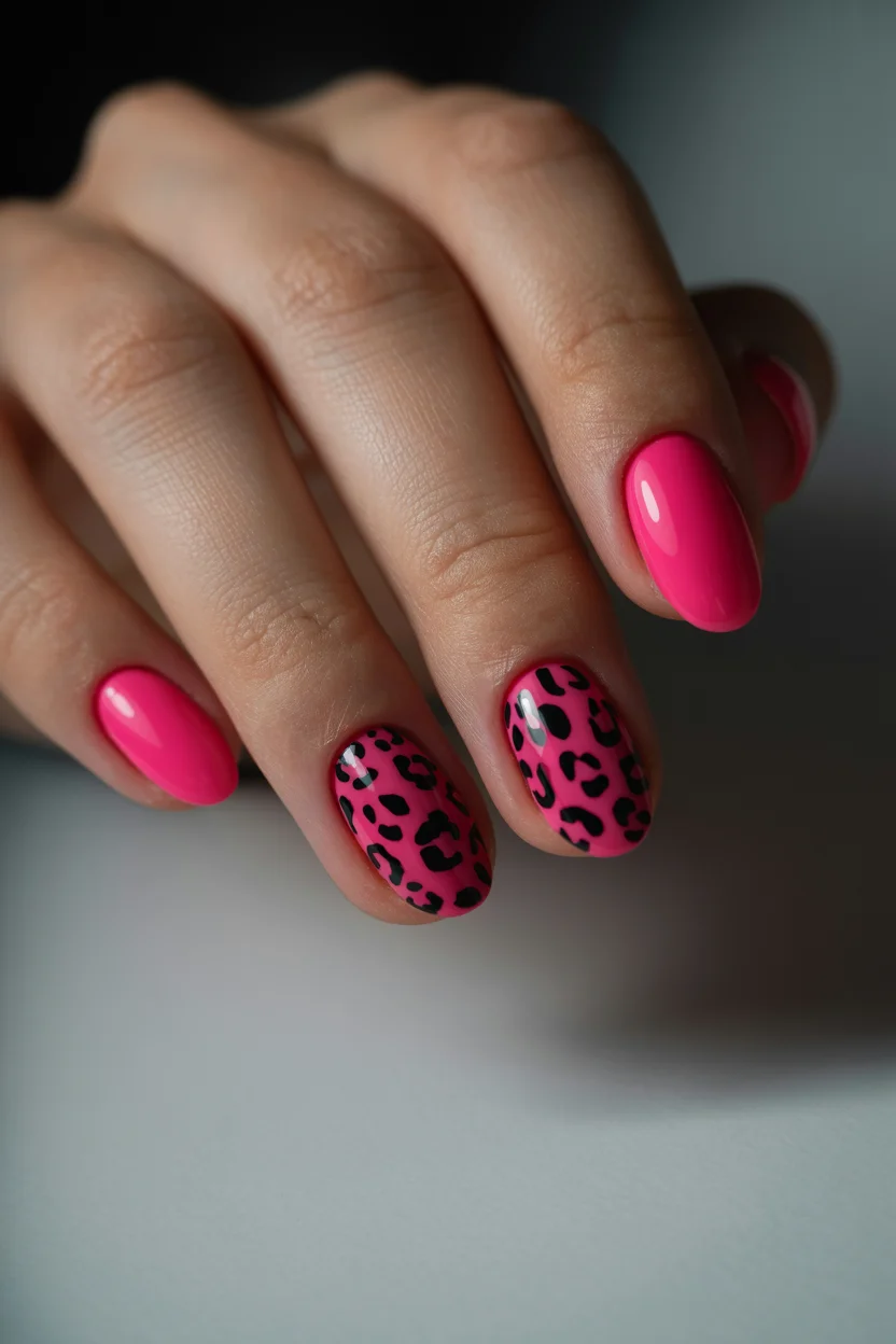 pink summer nails 2026 Hot Pink Leopard Nails for Girls Who Are Tired of Playing It Safe