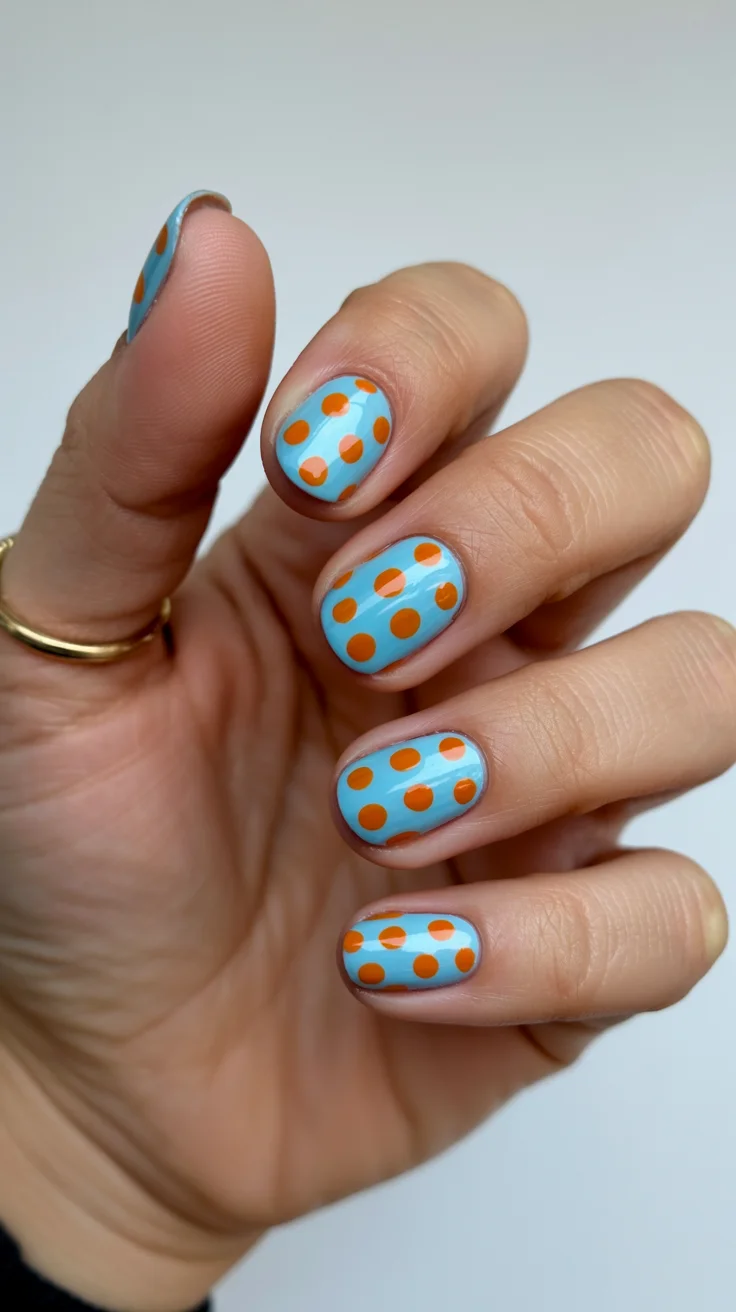 polka dot summer nails 2026 Sky Blue Micro Dots That Feel Like a Poolside Postcard