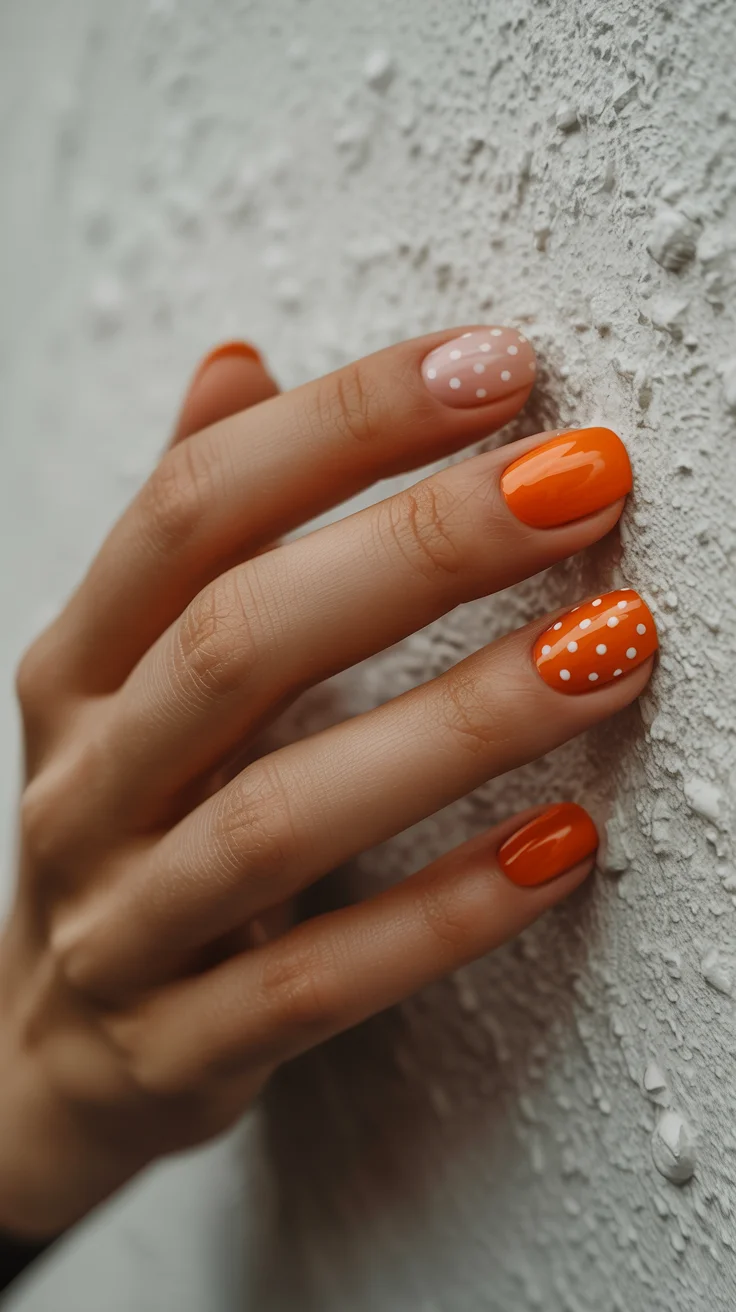 polka dot summer nails 2026 Tangerine Polka Dots That Bring Instant Vacation Energy