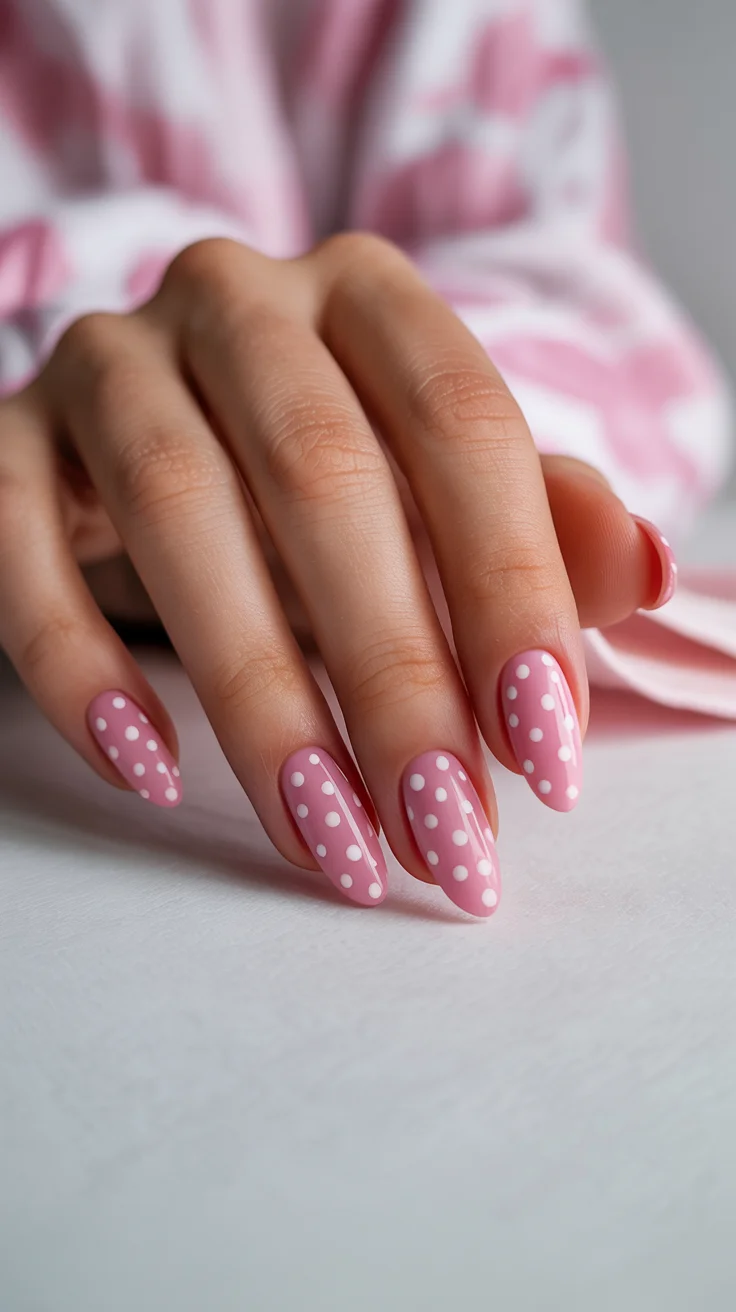polka dot summer nails 2026 Soft Ballet Pink Polka Dots That Never Go Out of Style