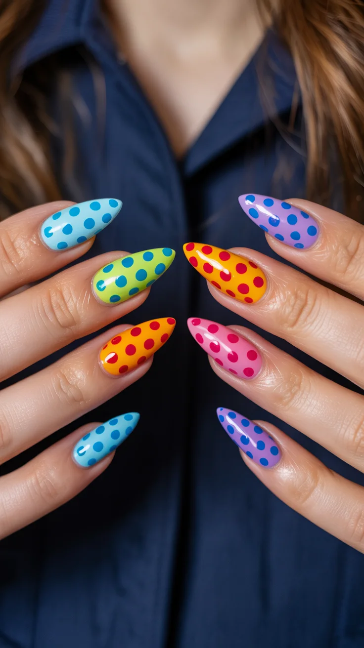 polka dot summer nails 2026 Rainbow Polka Dots for Maximum Dopamine-Girl Summer Energy