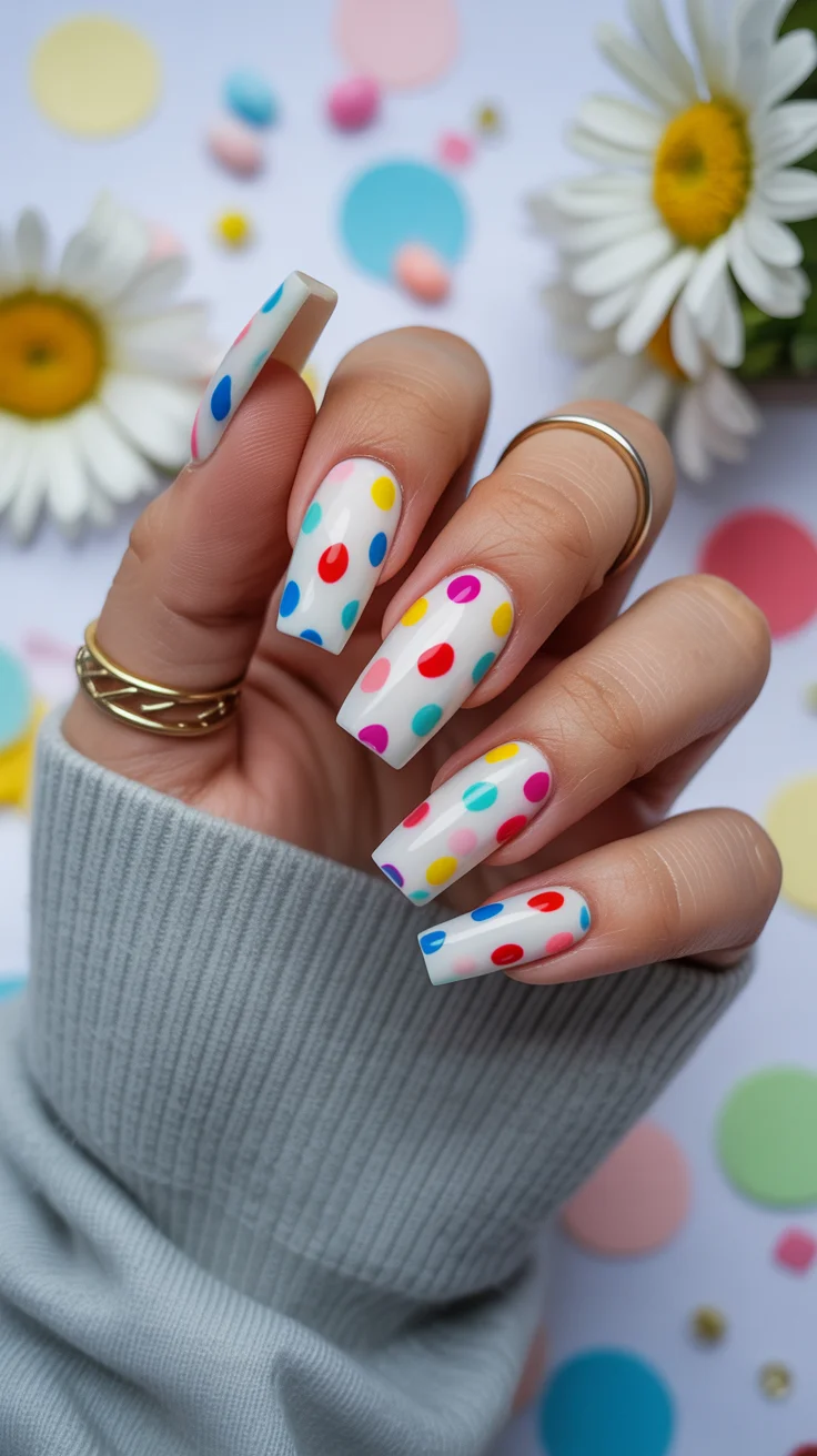 polka dot summer nails 2026 Confetti Polka Dots That Look Like a Summer Party