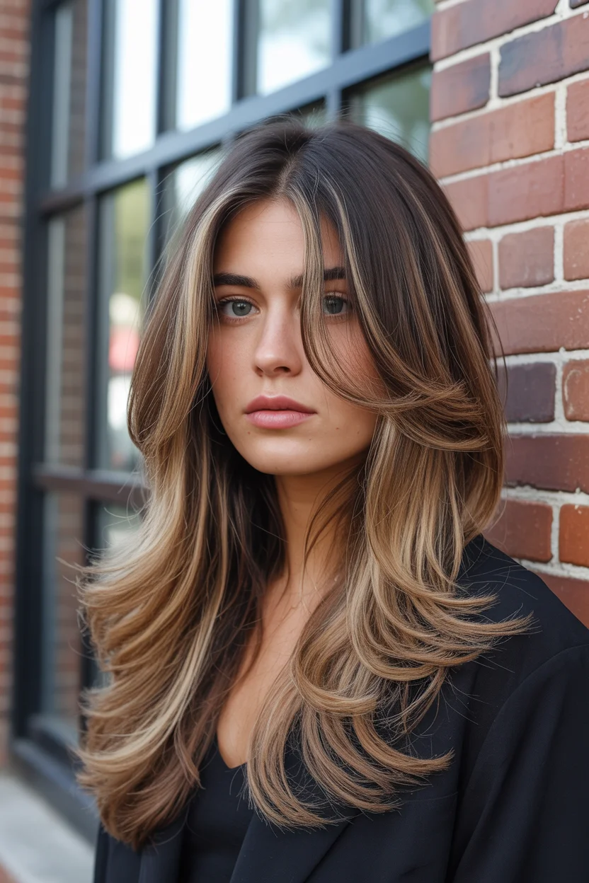 retro summer shag hairstyle 2026 Cool Brunette Shag With Floating Ribbon Layers