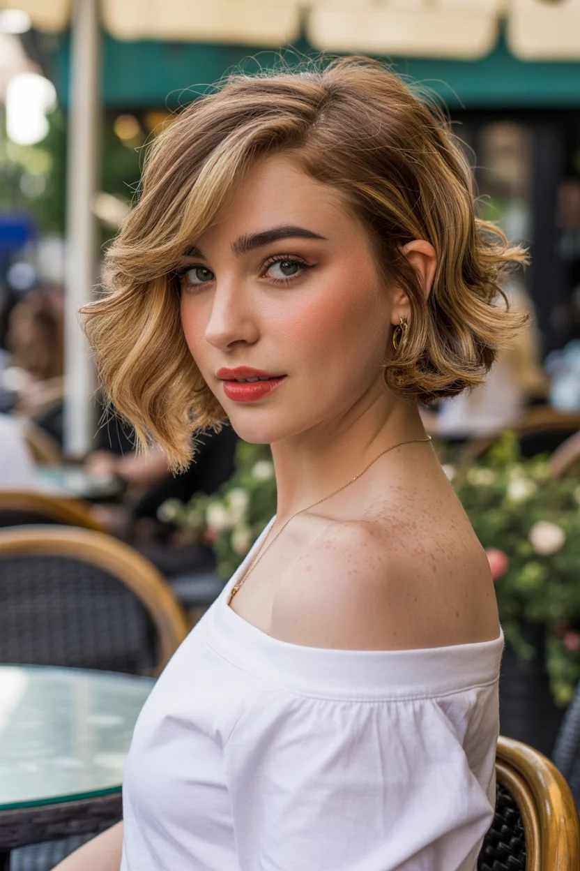 retro summer shag hairstyle 2026 Parisian Shag Bob With Soft Espresso Balayage
