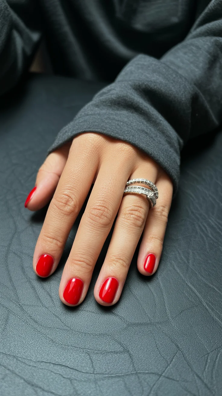 short squoval nails design 2026 Classic Cherry Red That Never Goes Out Of Style