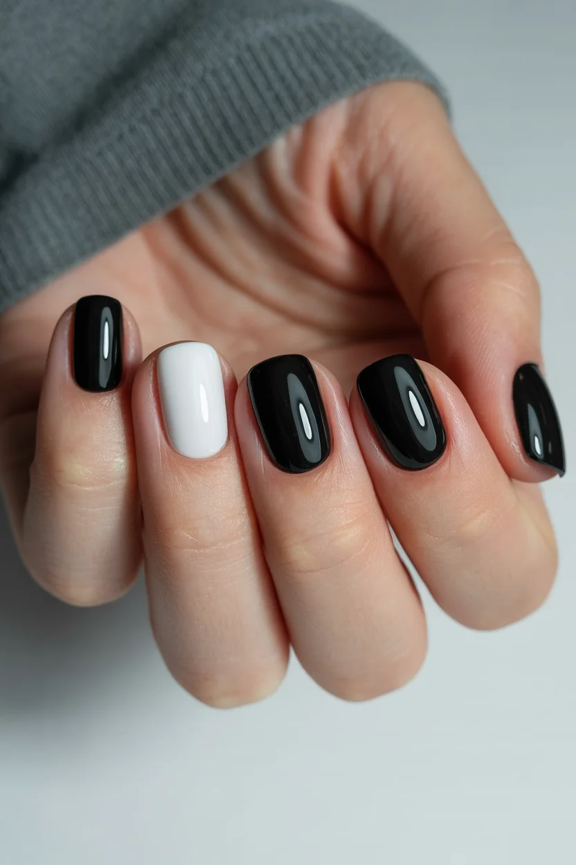 short summer nails 2026 Black and White Minimalism That Somehow Feels Expensive
