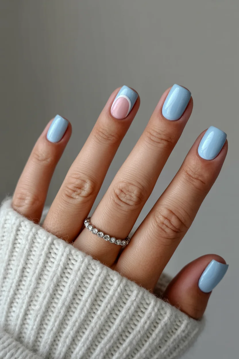 short summer nails 2026 Powder Blue Nails That Feel Cool During a Heatwave
