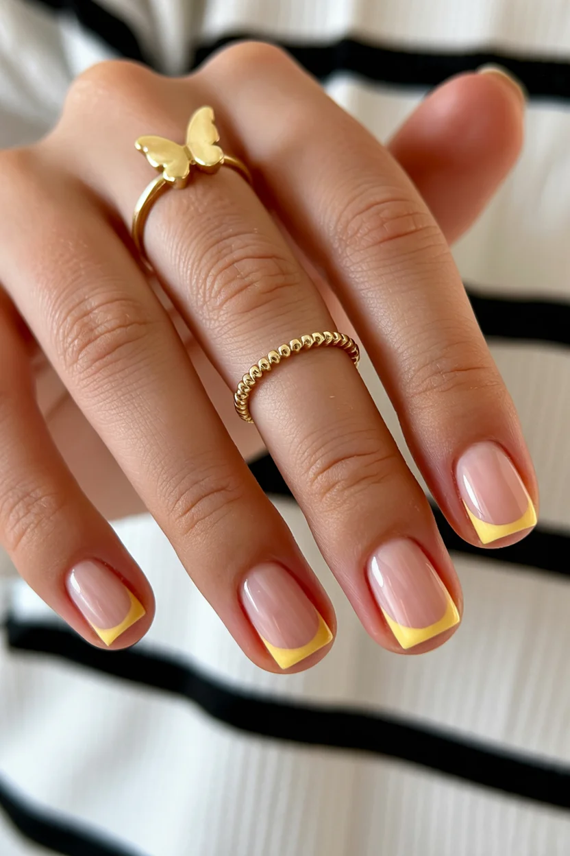 short summer nails 2026 Butter Yellow French Tips That Feel Soft and Expensive