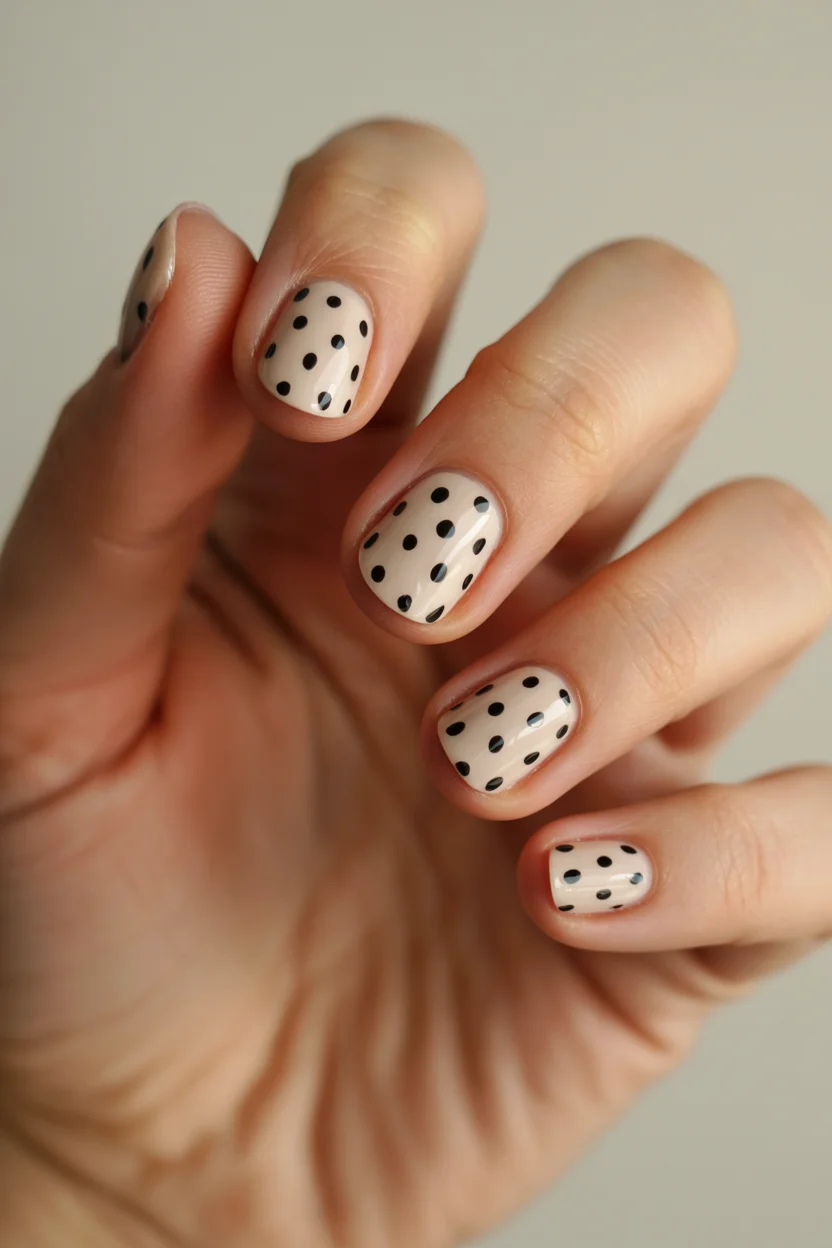short summer nails 2026 Classic Polka Dot Nails With a Quiet Vintage Twist