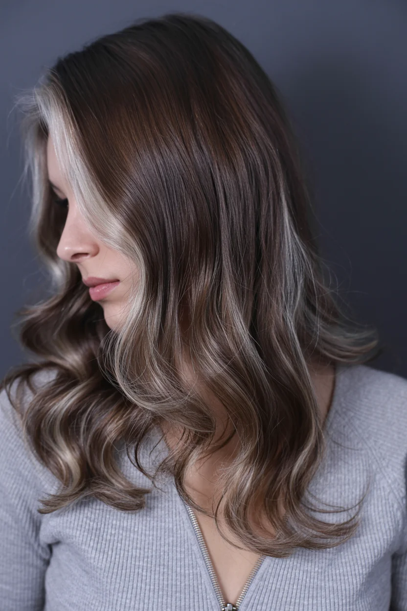 smoky summer ash brown hair color 2026 Glossy Neutral Ash Brown with Soft Face Frame