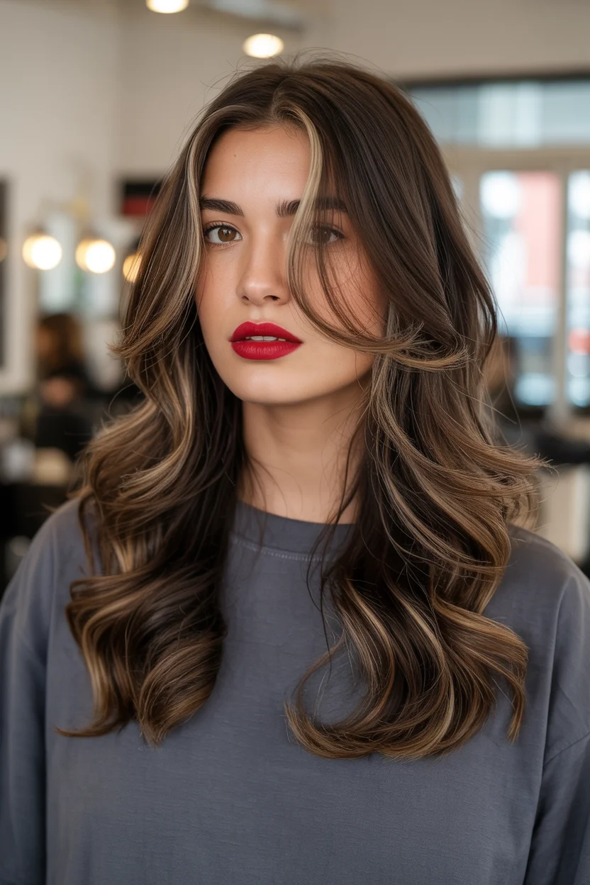 smoky summer ash brown hair color 2026 Warm-Infused Smoky Ash Brown with Soft Glam Waves