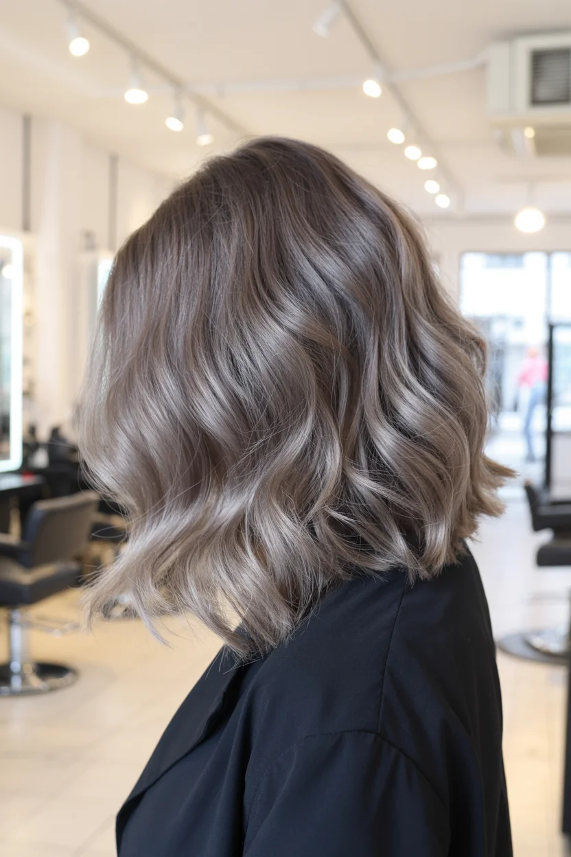 smoky summer ash brown hair color 2026 Muted Ash Brown Waves with Effortless Summer Texture