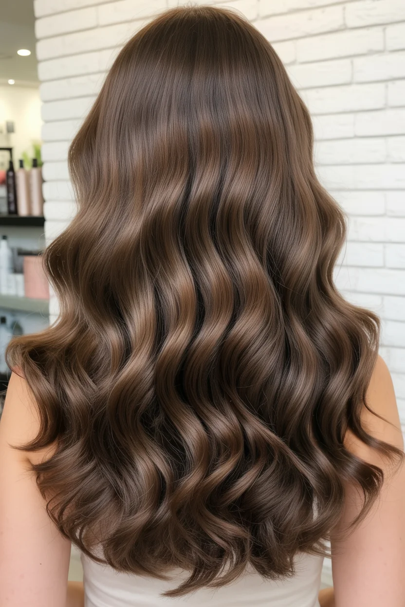 soft summer mushroom brown hair color 2026 deep glossy mushroom waves with rich dimension