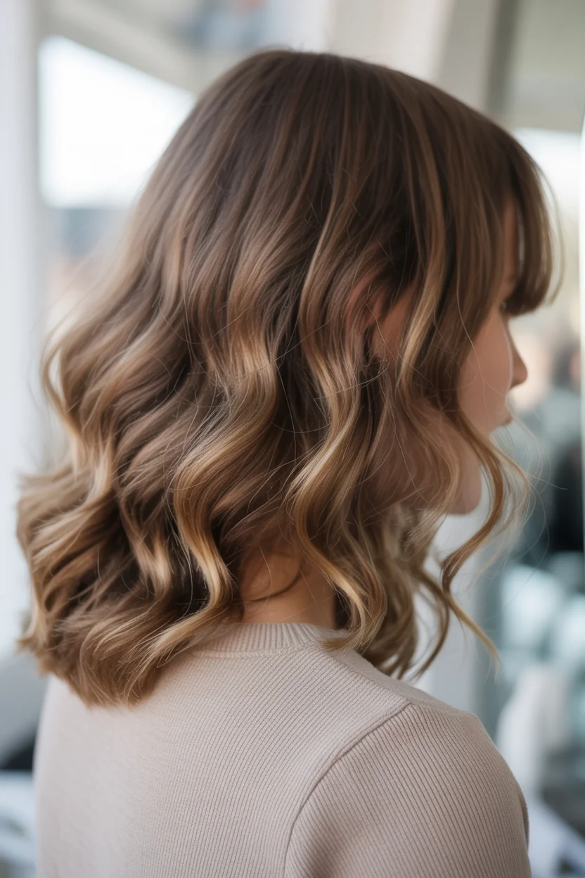 soft summer mushroom brown hair color 2026 warm neutral mushroom blend with soft shoulder length waves