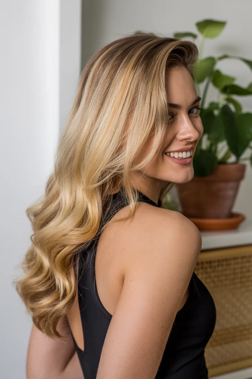 soft summer wavy hairstyle 2026 Long Vanilla Blonde Waves With Soft Glam Volume