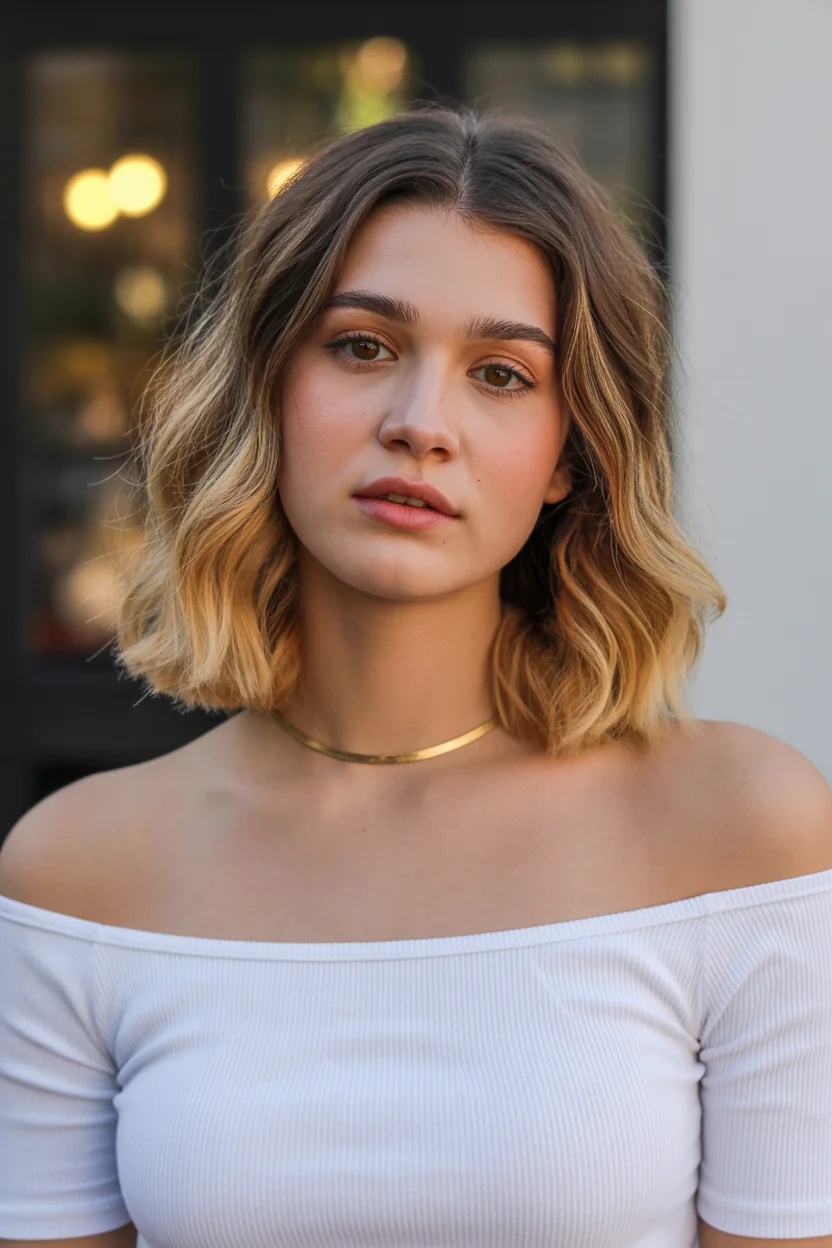 soft summer wavy hairstyle 2026 Soft Ombre Waves On A Blunt Summer Lob