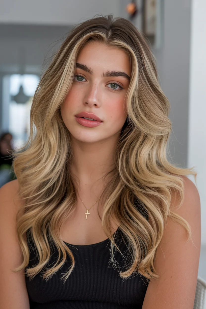 soft summer wavy hairstyle 2026 Cool Blonde Waves With Dimensional Root Melt
