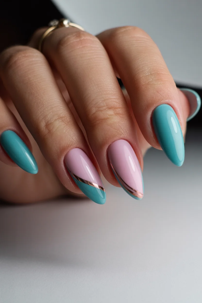 summer acrylic nails 2026 Pastel French Acrylic Nails With Metallic Details Feel Surprisingly Fresh