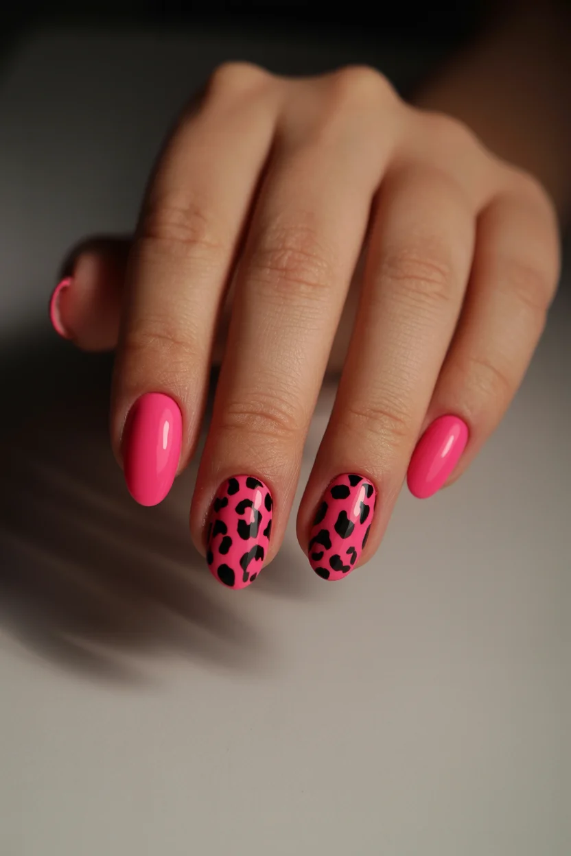 summer dip nails 2026 Pink Leopard Nails for Girls Who Secretly Miss Y2K Glam
