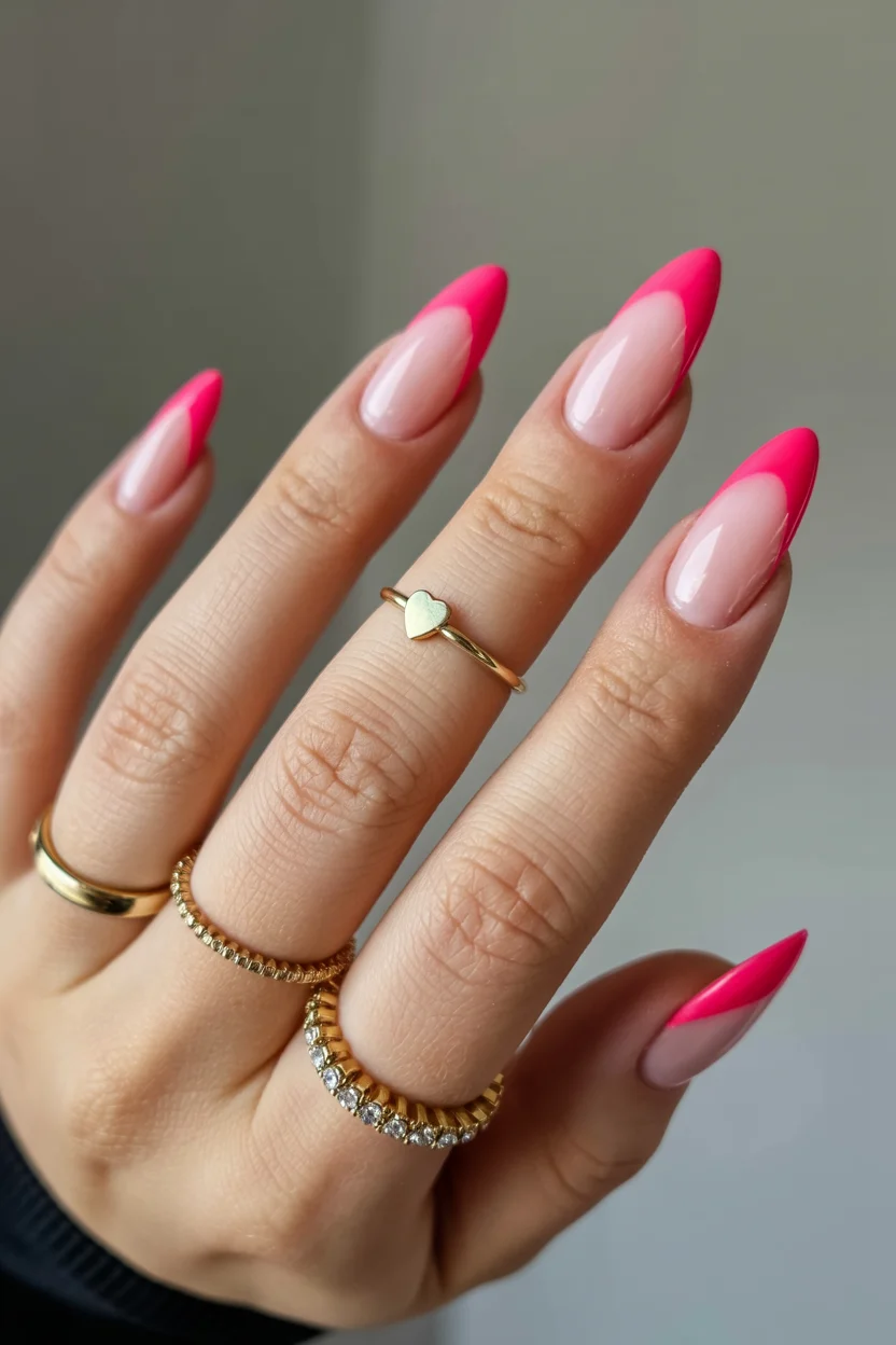 Summer French nails ideas 2026 Hot Pink French Tips That Bring Back Barbiecore Energy