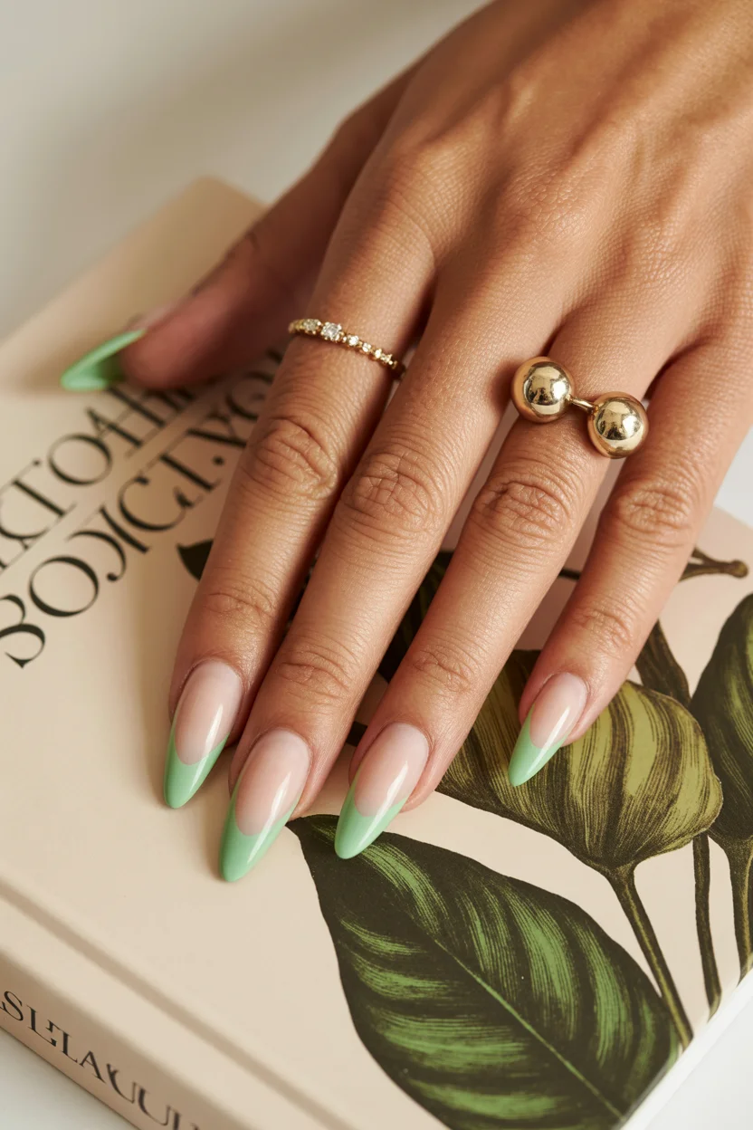 summer french tip nails 2026 Mint Green French Tips That Feel Fresh Out of a Summer Spa Day