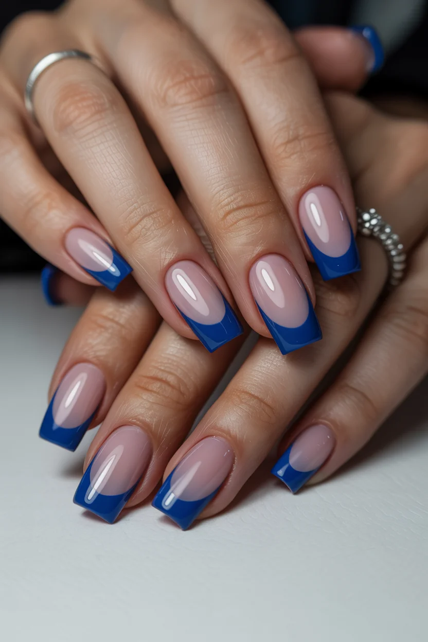 summer french tip nails 2026 Royal Blue French Tips That Instantly Elevate Everything