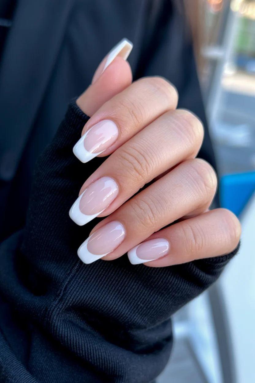 summer french tip nails 2026 Glossy White French Tips That Never Go Out of Style