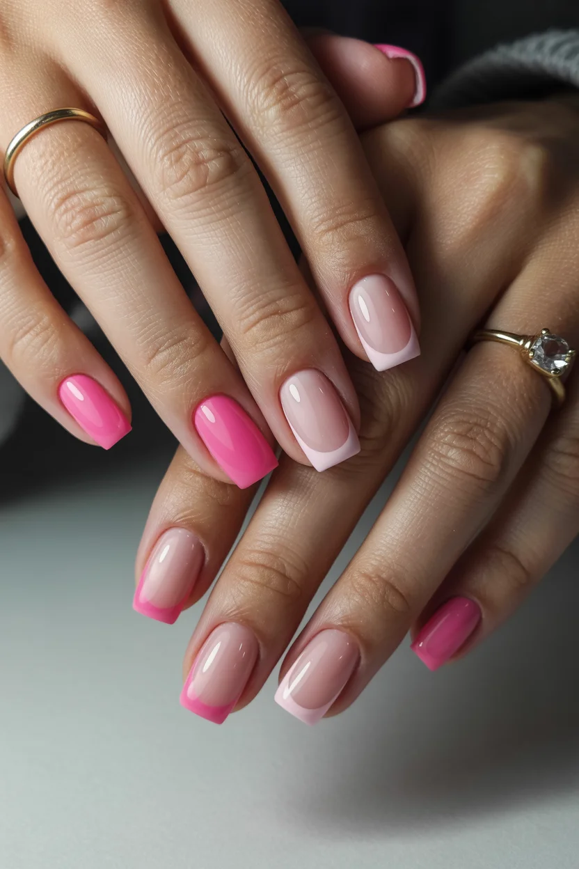 summer french tip nails 2026 Hot Pink French Tips That Bring Back Early Summer Energy