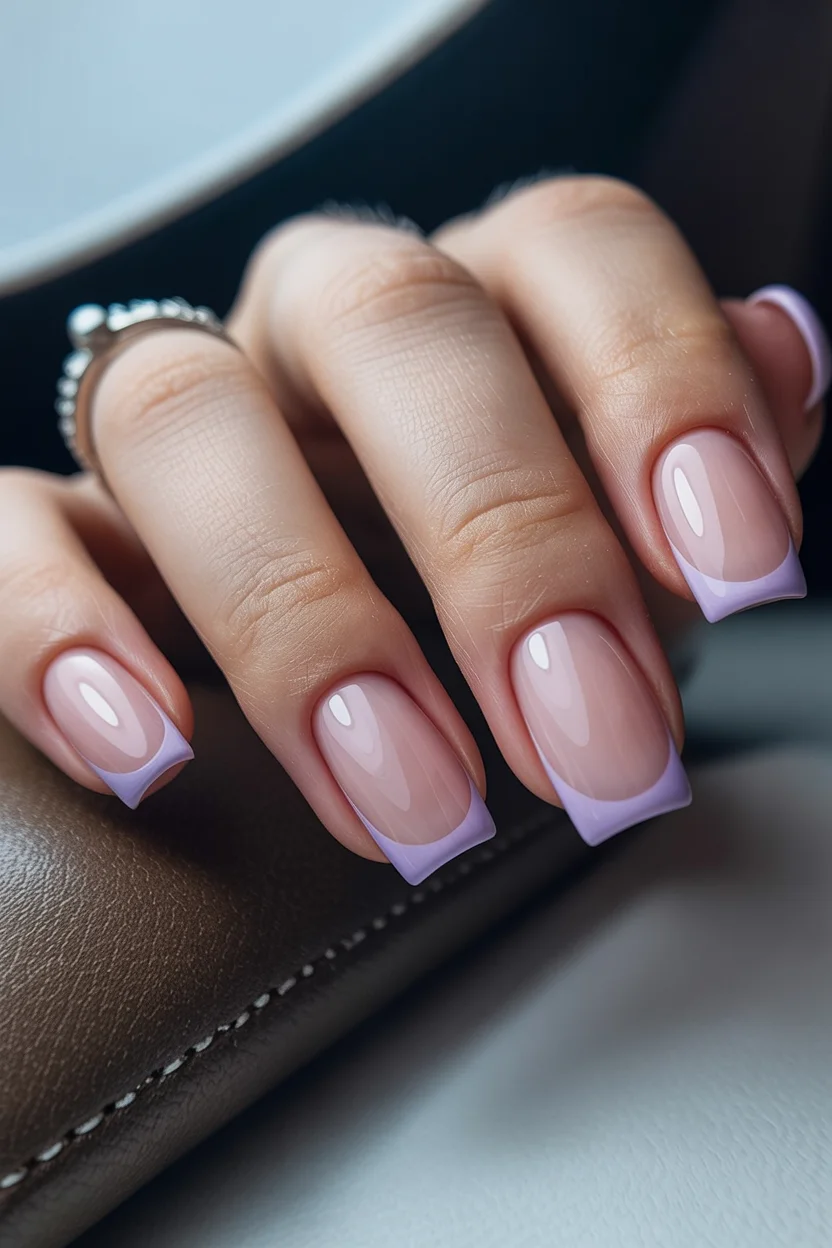 summer french tip nails 2026 Minimal Lilac French Tips for Quiet Luxury Summers
