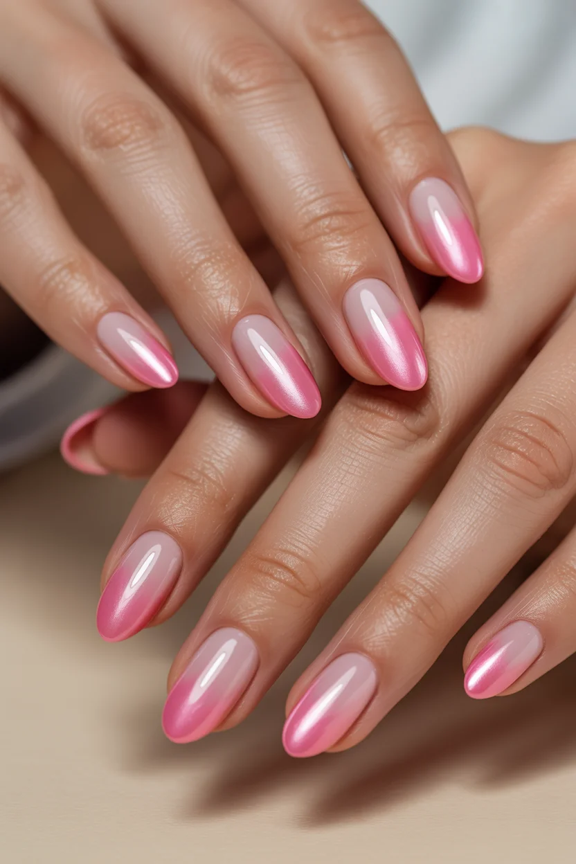 summer gel nails 2026 Pink Aura Nails Are Becoming The Soft Glam Trend Of Summer 2026