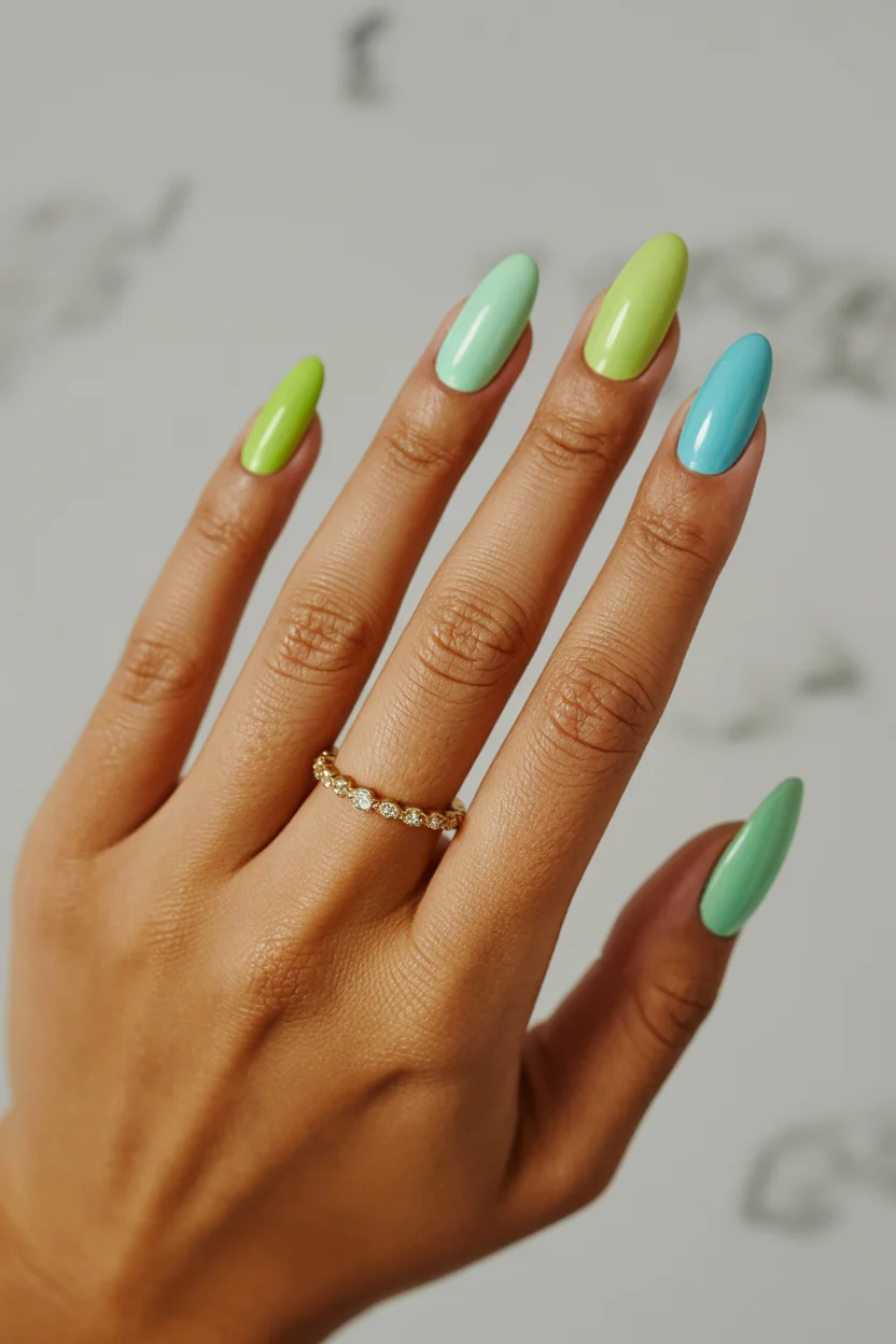 summer gel nails 2026 Mint And Sky Blue Sorbet Nails For The Ultimate Cool-Toned Summer Palette