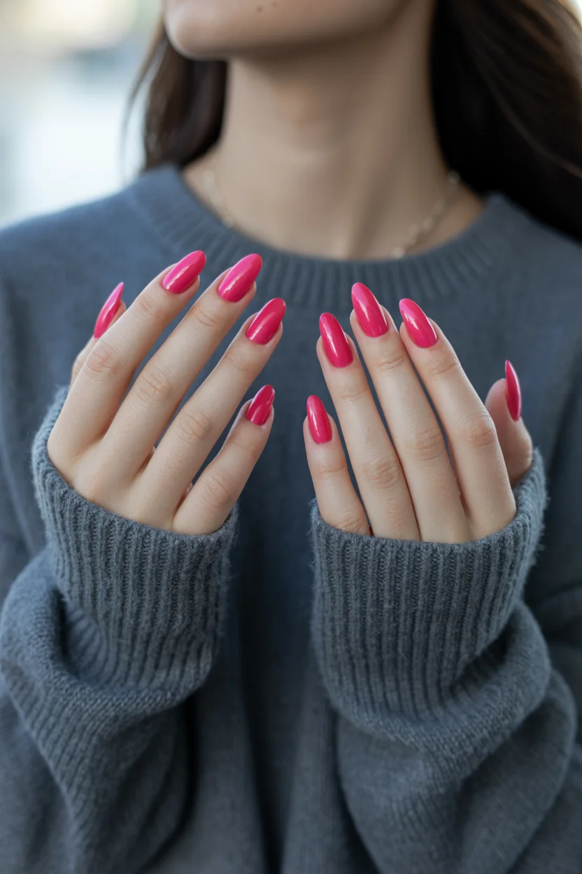 summer gel nails 2026 Hot Pink Gloss Nails That Never Really Go Out Of Style
