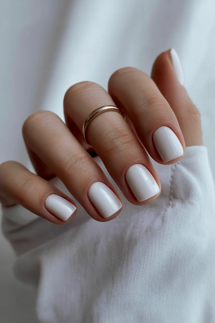 summer gel nails short simple 2026 Glossy White Nails That Always Look Expensive