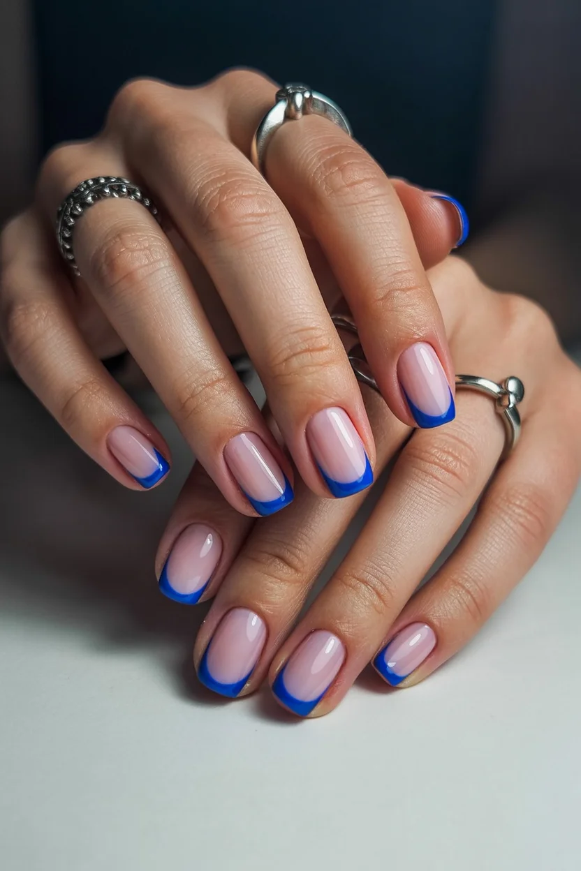 summer gel nails short simple 2026 Electric Blue French Tips Are Replacing Classic White