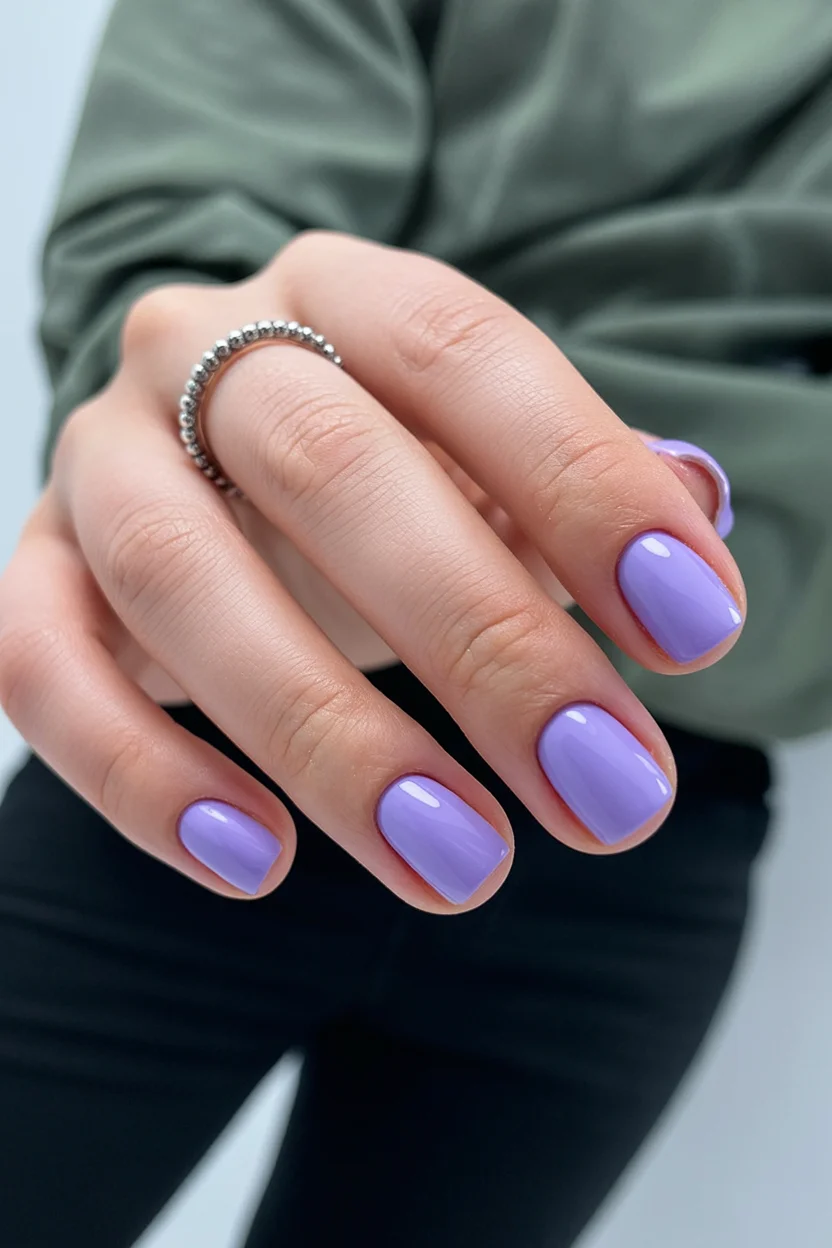 summer gel nails short simple 2026 Milky Lilac Gel Nails for Minimalist Summer Girls